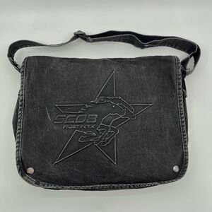 Y2K Black Denim Messenger Crossbody Bag Horse Star Made in USA Indie Sleaze
